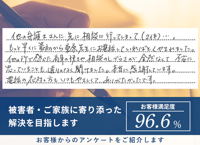 お客様満足度は満足度96.6%